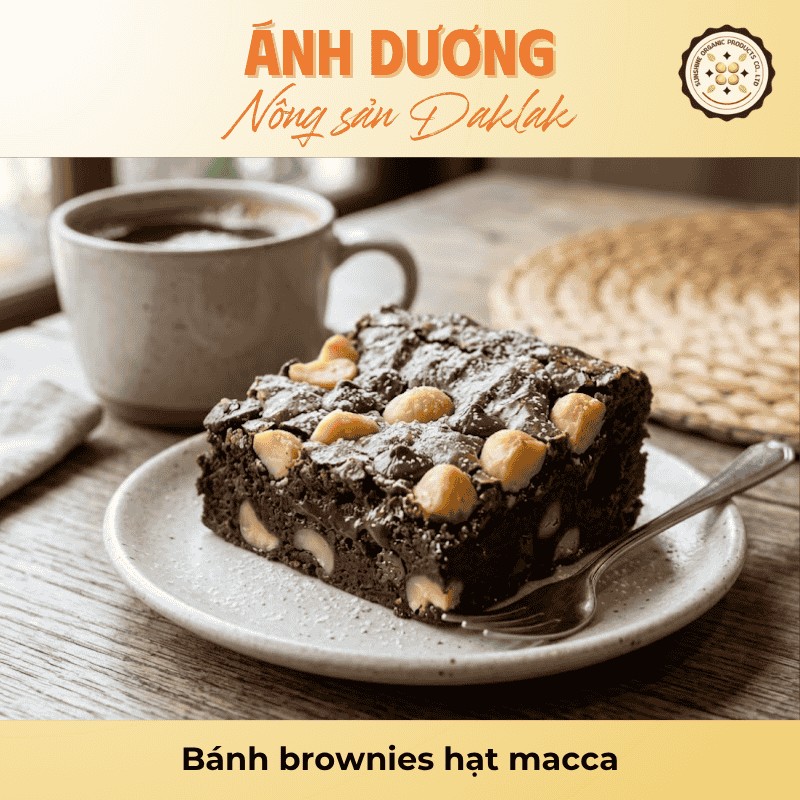 Bánh brownies hạt macca