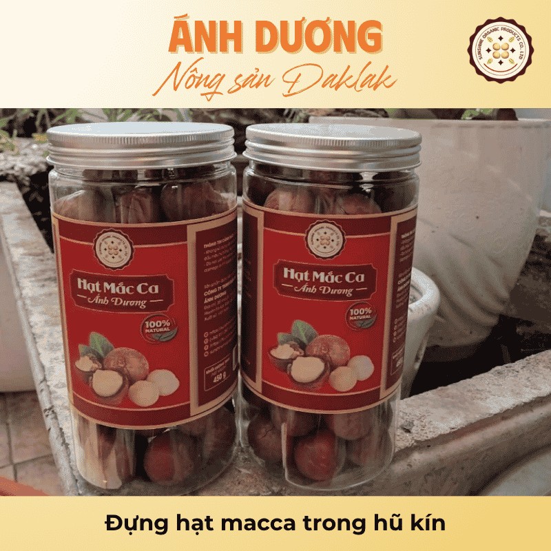 Đựng hạt macca trong hũ kín
